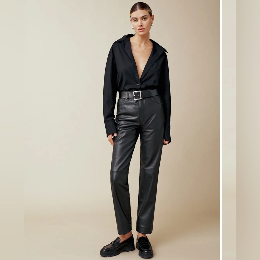 Reformation Veda Black Leather Pants Size 6